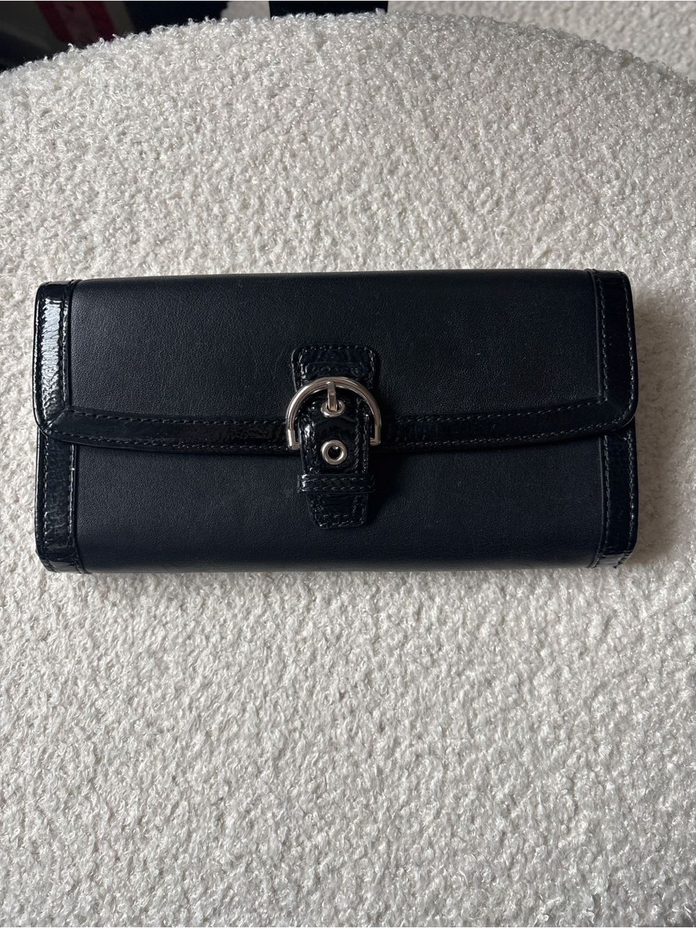 Vintage Coach Black Leather Snap Wallet Checkbook Organizer